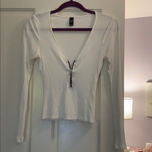 White Windsor crop long sleeve